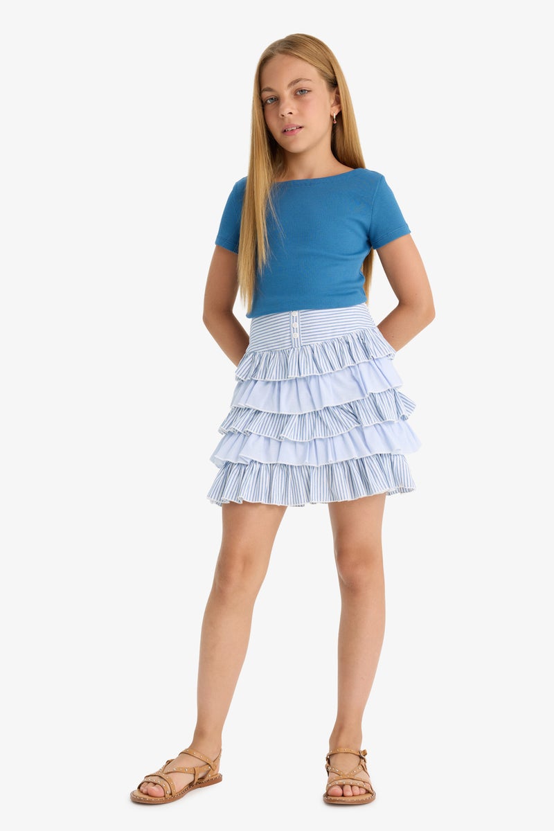 DeFacto Blue Girl Girl Poplin Regular Fit Skirt Casual - Image 5